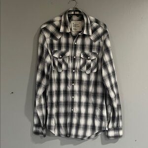 Men’s American Eagle Outfitters Black and White Plaid Dress Shirt XS